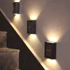 Lampada da parete a LED IP65 impermeabile per interni ed esterni applique da parete a energia solare a forma di cubo a LED da giardino per portico, decorazioni per la casa