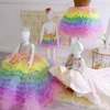 Coloridos y lujosos vestidos de niña de flores 2022 Cristales con cuentas Niveles Vestidos de novia para niñas Vestidos de desfile de comunión baratos Vestidos