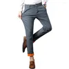 Men's Jeans 4 Color Casual Pants Men 2022 Winter Business Fashion Elastic Straigh Trousers Male Brand Gray Khaki Blue Black