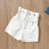 Kläder sätter 2 datorer spädbarn casual kläder baby flickor bindning knapp-ner fast färg långärmad lapel siden skjorta denimshorts 1-5t