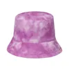 Abbigliamento etnico Donna Inverno Arcobaleno Colorato Tie Dye Cappello a secchiello Soffice peluche sfocato a tesa corta Protezione solare Spessore caldo Cappello Panama da esterno