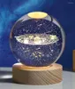 Gece Işıkları 3D Güneş Galaxy Kristal Cam Top Küre Led USB Astronomi Işık Ev Dekoru Süslemesi Çocuklar İçin Doğum Günü Hediyeleri