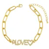 Link armbanden 2022 paar frienship sieraden hiphop witte cz letters love for dames star hand charme gouden ketting verstelbare unisex armband