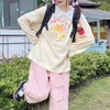 Spodnie damskie S y2K Cotton Love Heart Tracksuit Kawaii Casual Autumn Korean Cute Soft dla dziewczynki wszechstronna luźna noga L221011