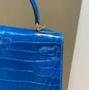 Handbag Crocodile Leather 7A Quality Genuine Handswen 25cm real Niloticus bag brand red color wax line stitching fQKF6