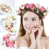 Decorative Flowers Wedding Bridal Flower Crown Simulation Rose Garland Adjustable Handmade Headdress Dress Accessories
