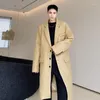 Men's Wool Winter Thicken Korean Style Long Trenchcoat Men Trench Coat Outerwear Man Japan Streetwear Vintage Woolen Jacket Overcoat