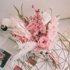 Faux Floral Greenery Pink Dry Flower Bouquet voor woningdecoraties Red Rose Mixed Acacia Beans Blossom Festival Wedding Party Desktop Ornament Crafts 221010