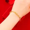 Länk armband kvinnors pärlor vänskap enkel trendig 24k guld färg charm mönster kedja armband födelsedagsvarv bröllop smycken