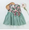 Vestidos de niña Babany 0-6 años Infant Baby Girls Cuello redondo Tulip Bow Sin mangas Ropa por Designer Born Cotton Yarn Dress