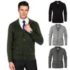 Men's Sweaters Men's Knitted Coat Long Sleeve Shawl Collar Button Placket Knitwear Knit Cardigan Solid Color Warm Jumper Male Tops