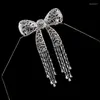 Brooches European And American Trendy Bow Tassel Shining Cubic Zirconia Bowknot Brooch Suit Jacket Pearl Pin Women Accessories