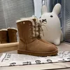 Luxury Brand Womens Wool Ankle Knight Boots Winter Snow Cold Cow Leather Lace Up Keep Wram Shoes Size 35-40