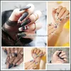 Outros suprimentos de festa festiva 24 peças por caixa nova coleção de Halloween longa usando unhas Patch acabado por atacado entrega 202 dhmt6