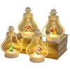 Décorations de Noël Vintage Lanterne éclairée Dessin animé Santa Bonhomme de neige Modèle de renne Bougie Lampe Chandelier Noël Table Decorchri OT42X