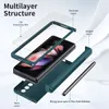 Matte rustningssaker f￶r Samsung Galaxy Z Fold 4 Fall Glass Film Sk￤rmskydd Pen Slot H￥rt omslag