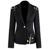 Damespakken Women Blazer Jacket Pins Deco Hollow Out Slim Single Button High Street Coat 2022 Damesblazers