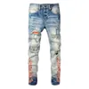 Jean designer pour homme pantalon skinny slim ajuste le denim du genou enracinée pantalon de motard pour hommes