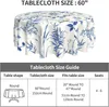 Table Cloth Blue Floral Tablecloth 60 Inch Round Wrinkle Free Flower Suitable For Kitchen Decorantion Indoor Outdoor Dining