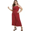 Pants Elegant Sexy Jumpsuits Women Sleeveless Polka Dots Wide Leg Rompers Plus Size Holiday Backless Bow Fashion Overalls 6XL