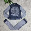 J2747 Autumn New Letter Printed Tracksuits For Womens Long Sleeve Cardigan Zipper Tops Coats And Sports Pants Brand 2 Piece Sets