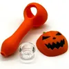 Halloween silicone crâne jack citrouille fumer main pipe 5 style dessin animé forme avec bol en verre pour tabac herbes sèches brûleurs à mazout conduites d'eau cire Dab Rigs