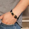 Braccialetti con ciondoli Bracciale da uomo in acciaio inossidabile di moda Ancora in titanio intrecciato in pelle multistrato