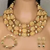 Necklace Earrings Set Dubai Gold Women Bridal Statement African Nigerian Wedding Jewelry Party Gift WE090