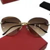 Lux eleglant Cateye Rimless Sunglasses UV400 para mulheres Leopard Gold Gold titânio HD Lentes de gradiente 58-19-140 Para óculos de prescrição S0269 Caixa de caixa completa