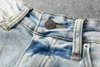Мужские джинсы скинни стройные джинсы разорванные культовые байкер -стрит для молодых мужских парней растягивают загар звездную руку прямо с джинсовой ткани с дырой длинной