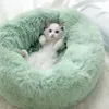 Okrągłe miękkie długie pluszowe łóżko kota dome ocieplające się pens