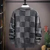 Herrtröjor 2022 Ny höst Winter Hip Hop Plaid Cashmere tröja mode stilig mjuk varma stickade tröjor herr streetwear g221010