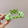 Large Hair Clips Shark Barrettes Rectangular Claw for Women No-Slip Grip Lattice Design Hair Jaw Clamp Aesthetics Plaid Checker Claws Accessories