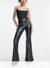 Pantaloni da donna Vintage a vita alta in pelle PU Flare Women Bodycon Bell-bottom Disco Ladies Stretch Slim Pantaloni Clubwear Custom