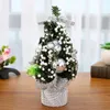 Christmas Decorations 7.87in Mini Table Top Tree Small Desk Flower Xmas Party Ornament Decorated For Home Office Decor