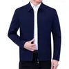 Men's Jackets Men Jacket Trendy Slim-fitting Lapel Middle-aged Coat Turndown Collar Pockets Business