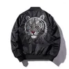 Männer Jacken Gestickte Goldene Tiger Muster Übergroßen Zipper Bomber Herbst Qualität Stehkragen Mode Luxus Chaquetas Hombre