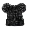 Bonnet D'hiver Crochet Tricoté Chapeaux Accessoires De Cheveux Double Boules Twist Chaud Laine Tricot Chapeau En Plein Air Bébé Ski Chapeaux De Fête Filles Doux Crâne Cap