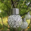 Solar LED Hanging Light Lantern Waterproof Hollow Out Ball Lamp för utomhus trädgårdsgård uteplats wzpi