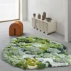 Tapis Nordic Green Series Modèle 3D Tapis de mélange de laine à la main Style pastoral Petite forêt Tapis de décoration en forme ronde