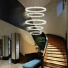 Pendant Lamps Nordic K9 Crystal Ring Chandelier Modern Simple LED Living Room Bedroom Dining Decor Fixture Warm White Light Dimming Lamp