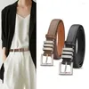 Belts Full Grain Cow Leather Waist Belt Office Ladies Brand Design Genuine Pants Fashion Metal Buckle Cowskin StrapBelts