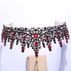 Retro vintage czarna kryształowa korona królowa rhinestone tiara panna młoda weselna impreza Halloween biżuteria akcesoria do włosów