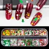Nail Art Decorations 3D Xmas Snowflake Tree Sequins Mix With Tweezers Decoration Flakes UV Gel Polish Christmas Holographic Manicure Crafts