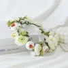 Couronne de fleurs décoratives pour mariage, guirlande de roses de Simulation, accessoires de coiffure réglables faits à la main pour robe