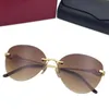 Lux eleglant Cateye Rimless Sunglasses UV400 para mulheres Leopard Gold Gold titânio HD Lentes de gradiente 58-19-140 Para óculos de prescrição S0269 Caixa de caixa completa