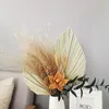 Faux Floral Greenery Advanced Dried Flowers Bouquet For Home Decration Real Palm Leaf Magnolia Wheat Eucalyptus Light Luxury Soft Living Room 221010