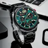 Wristwatches Men Sport Chronograph Quartz Wristwatch Fashion Luxury Stainless Steel Strap Male Clock Luminous Hands Relogio Masculino