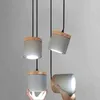 Lampes suspendues Nordic Cement Wood Lights Led Spot Hanglamp Lampe Suspendue Pour Salon Cuisine Luminaires Intérieur Déco Luminaria