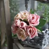 Dekorativa blommor 9 st ganska charmig konstgjorda pe skum rose brud bukett hem bröllop dekor scrapbooking diy leveranser